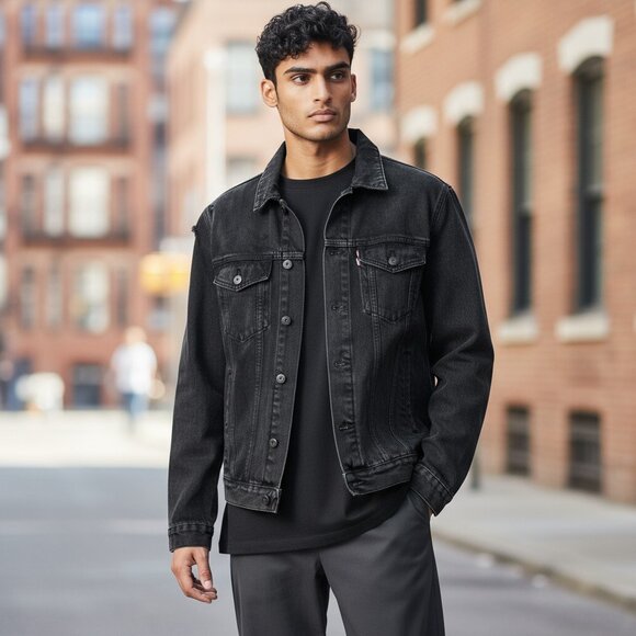 Forever 21 Black Denim Jacket – Men’s Size Small - Picture 3 of 5